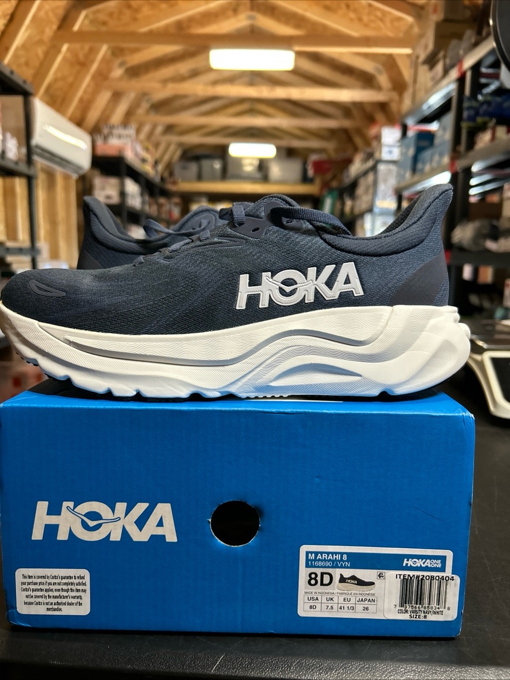 Hoka Men's Arahi 8 Running Shoes - Navy/White Size 8D